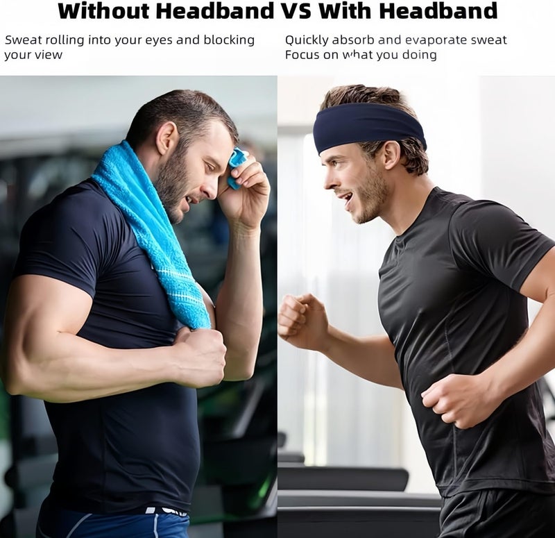 LECHI Sweat Headbands for Men,6 Pack Workout Sports Hairband for Gym, Ideal for Fitness,Running,Cycling,Hike - Image 3